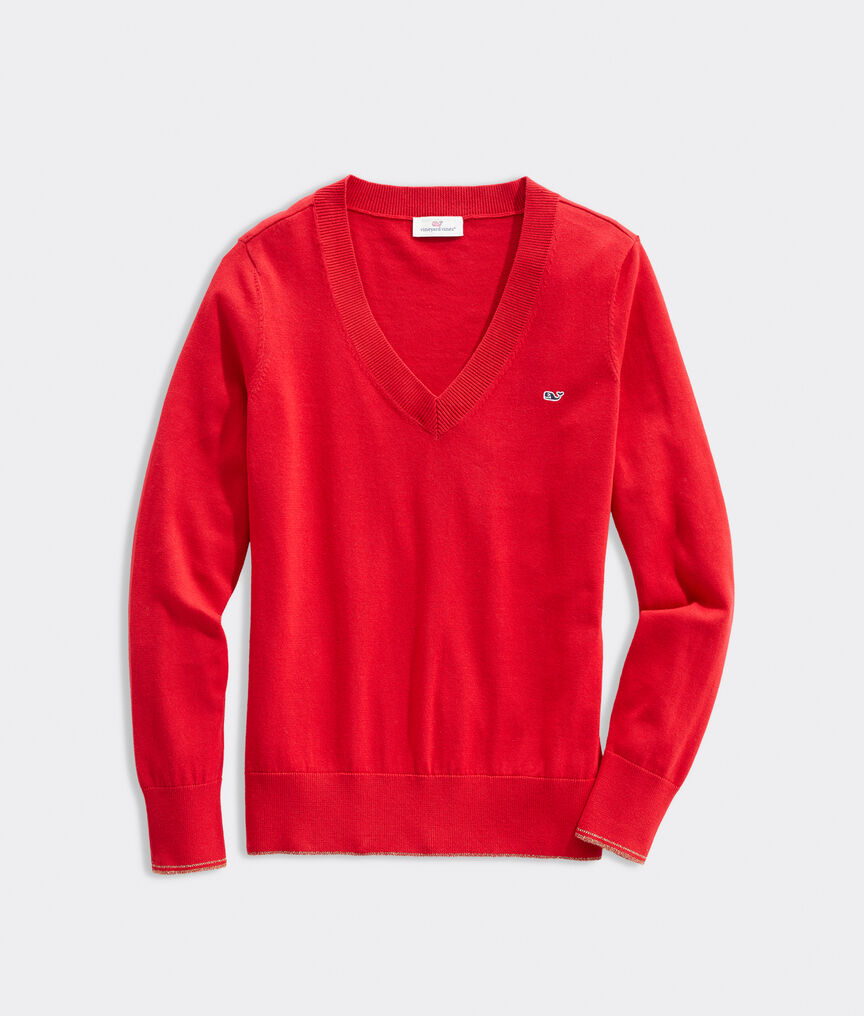 Shop Lurex Heritage Cotton VNeck Sweater at vineyard vines