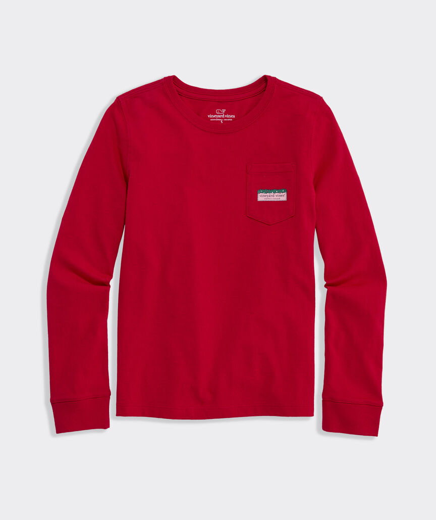 Girls' Logo Box Stockings Long-Sleeve Pocket Tee