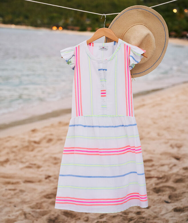 Guava Multi Stripe Button-Front Dress