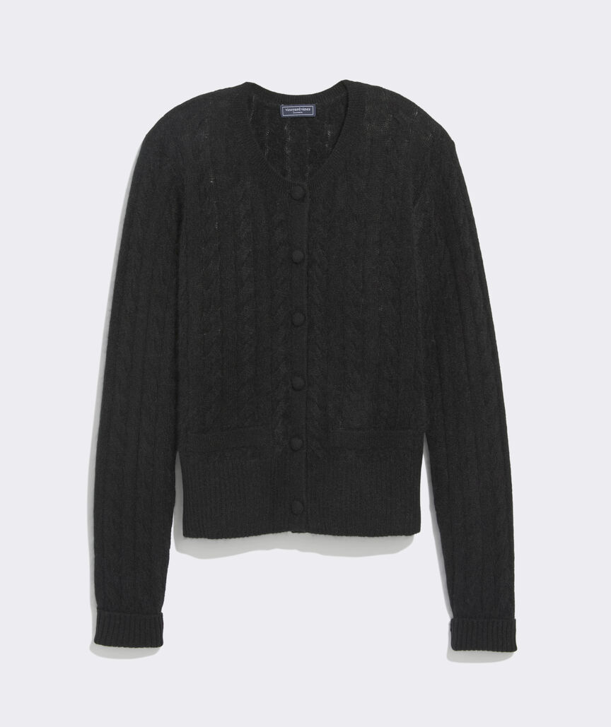 Brushed Cashmere Cable Cardigan Sweater