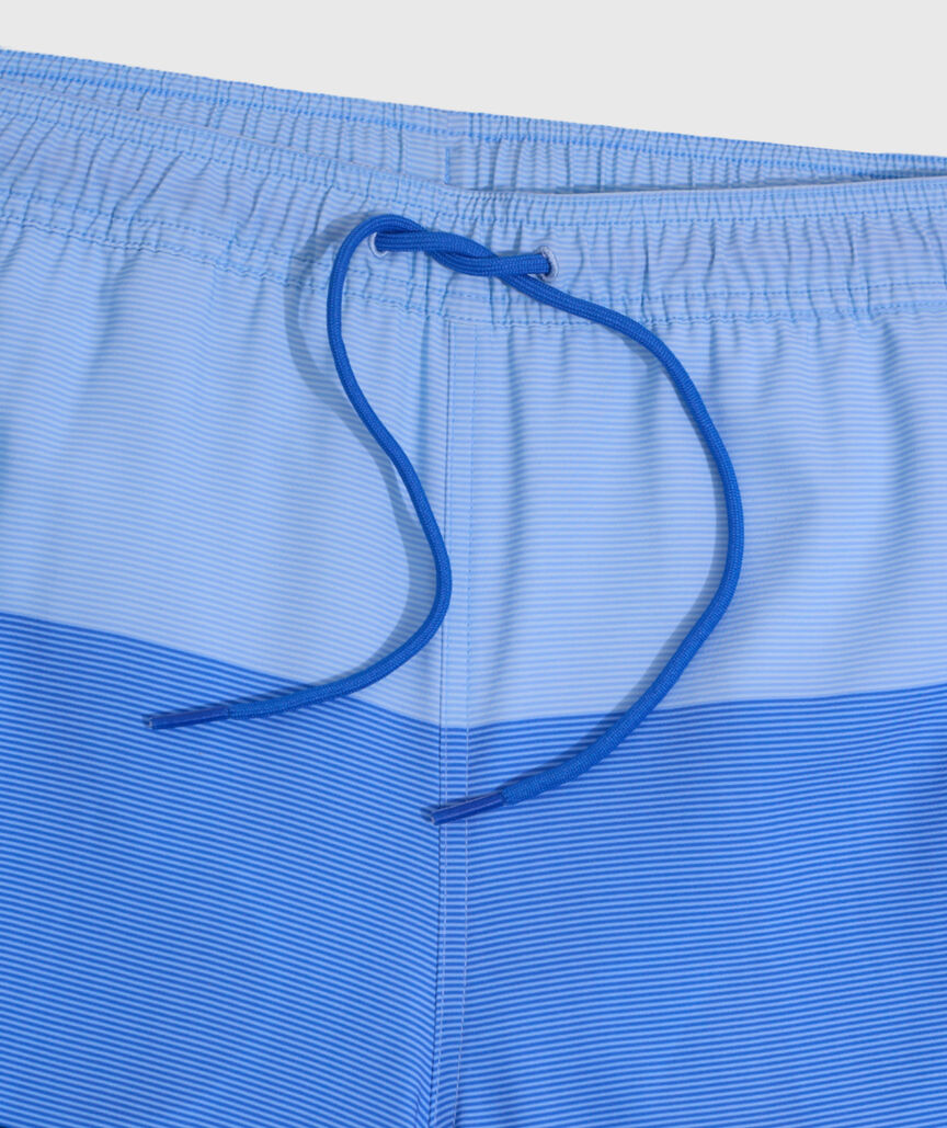 OUTLET 7 Inch Engineered Stripe Chappy Swim Trunks
