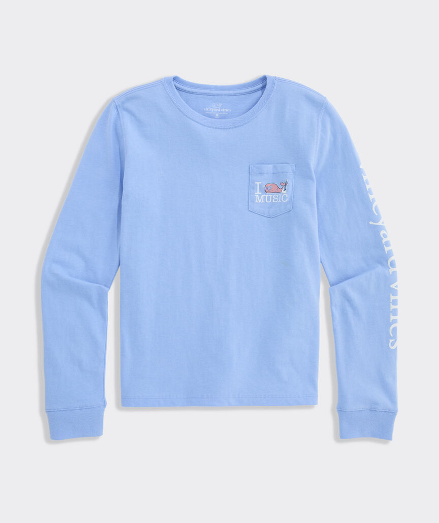 Girls' I Whale Music Long-Sleeve Pocket Tee