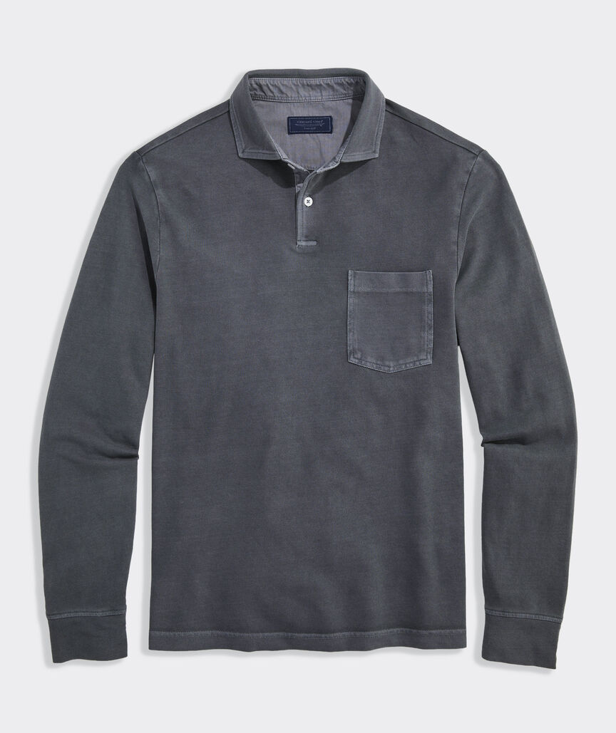 Lived-In Long-Sleeve Pique Polo