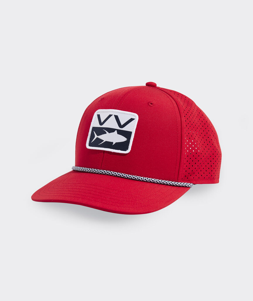 vv Fish Patch Perforated Flat Brim Trucker Hat