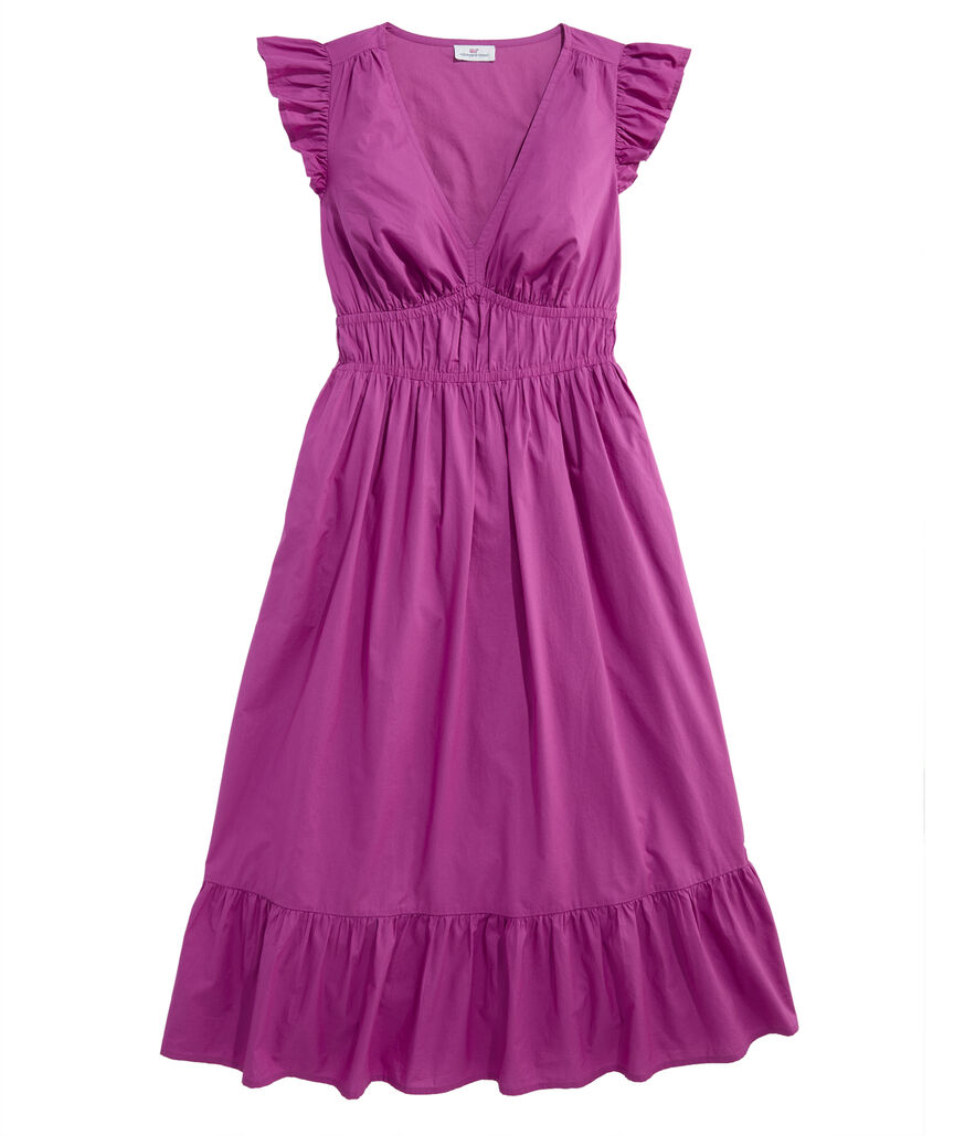 OUTLET Women's Solid Poplin Midi Dress