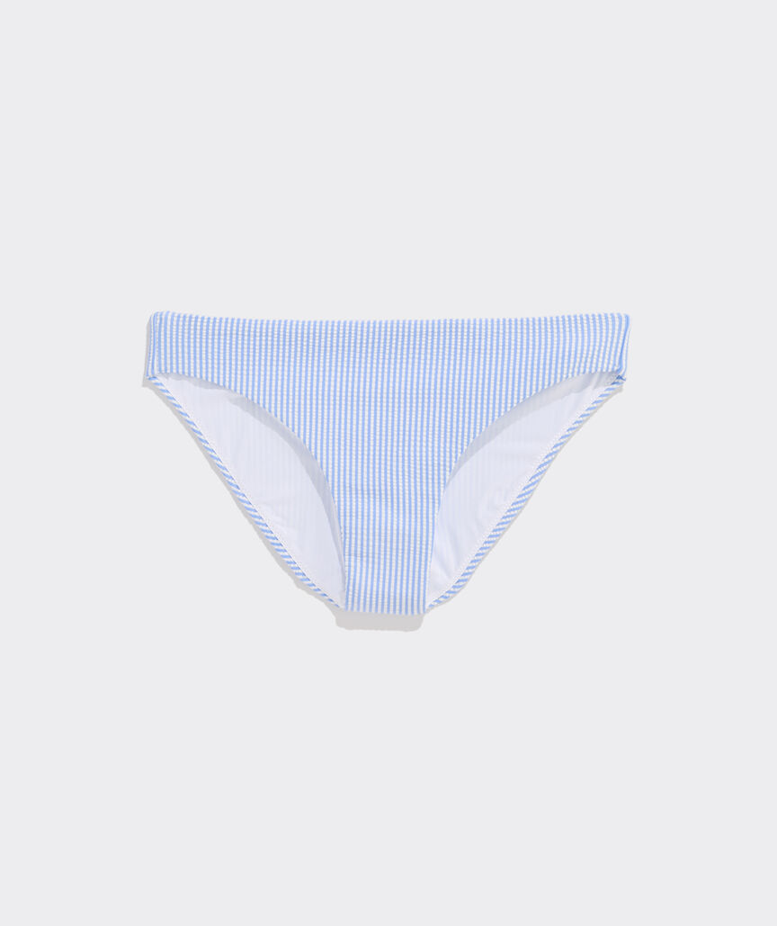 Seacrest Seersucker Low-Rise Bikini Bottom