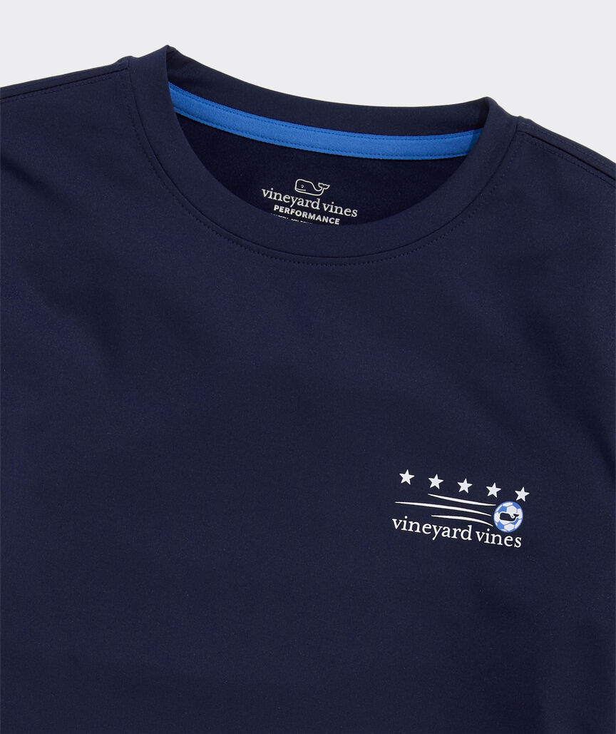 Boys' Performance Soccer Field Stripe Long-Sleeve Harbor Sun Tee