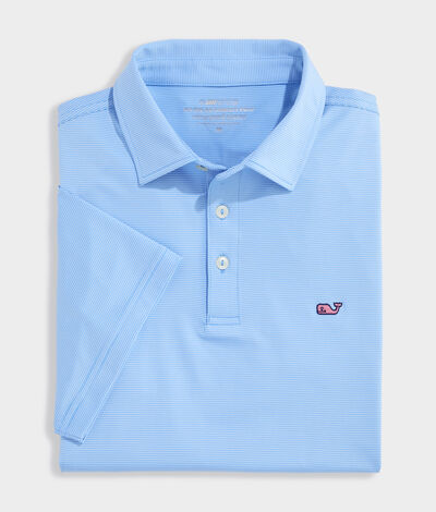 Vineyard Vines Performance Anegada Stripe Sankaty Polo (Ocean Breeze Stripe) (Size: M)