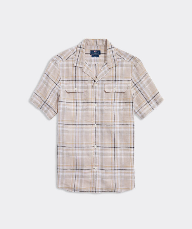 Linen Short-Sleeve Plaid Dockman Shirt