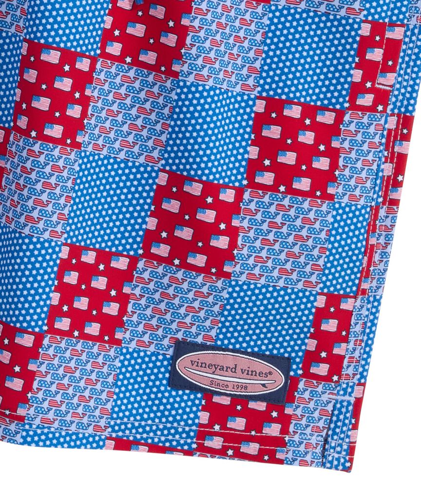 OUTLET 7 Inch Americana Patchwork Chappy Swim Trunks