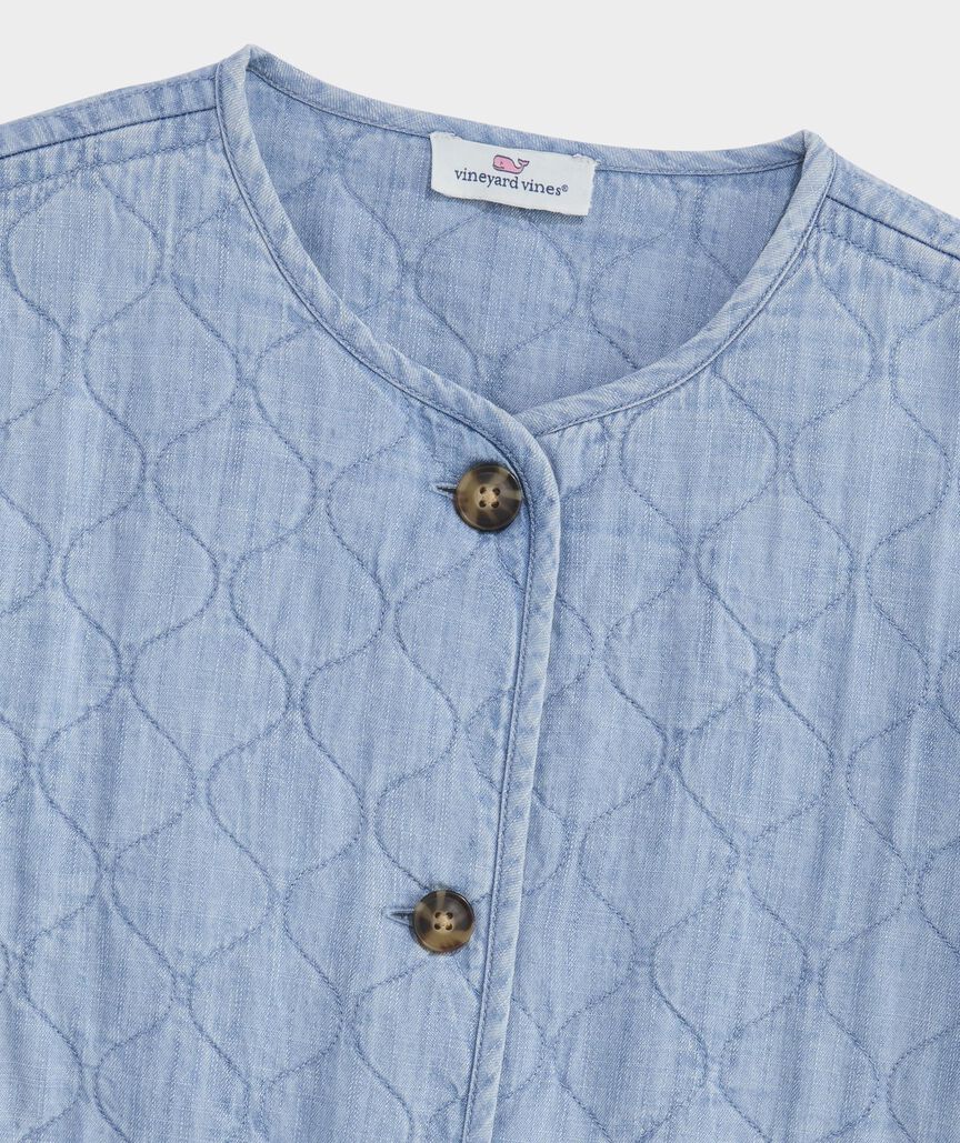 Girls' Quilted Chambray Jacket