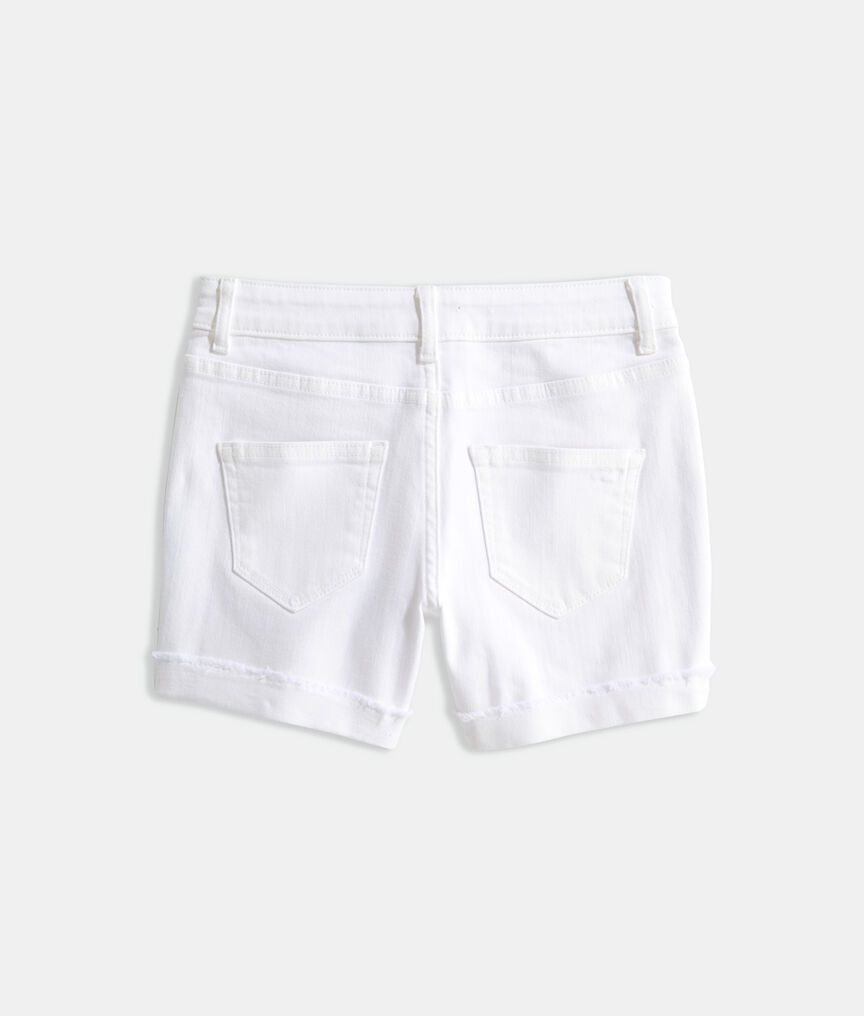 Girls' White Denim Shorts