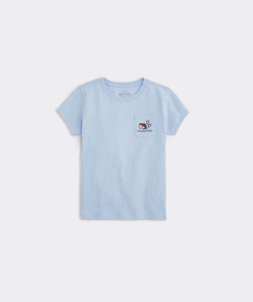 Girls' Soccer Whale Short-Sleeve Pocket Tee