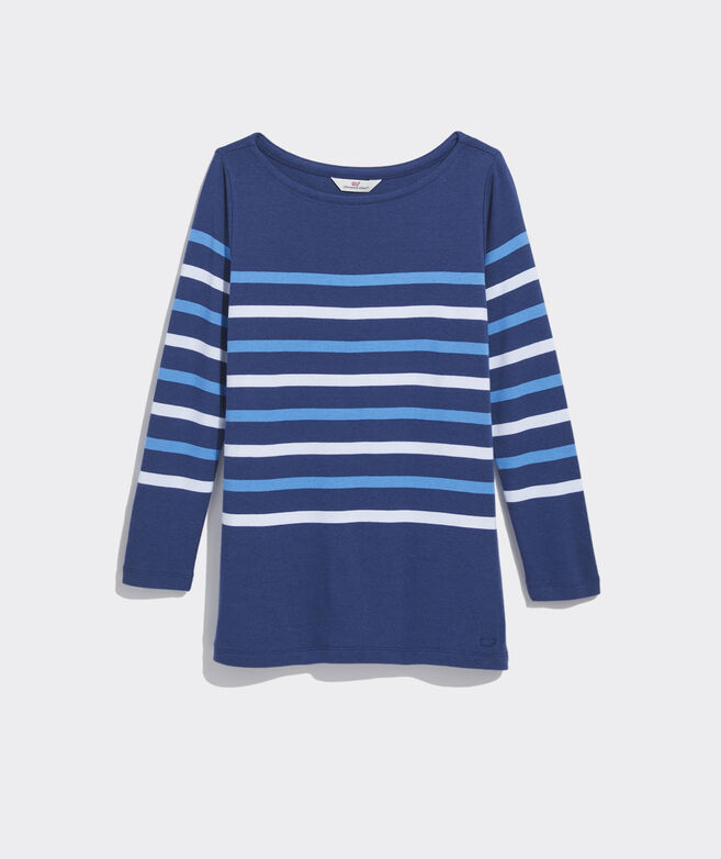 Striped Boatneck Simple Tee