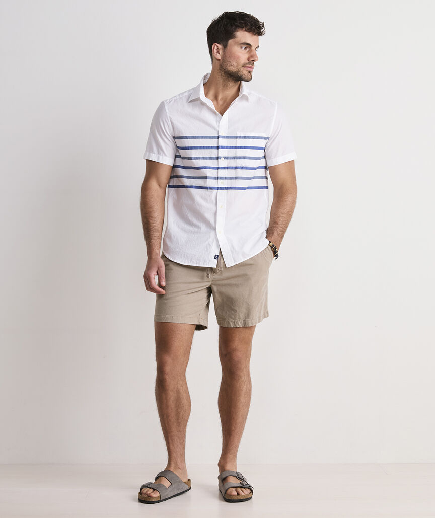 Ash Stripe Cotton Madras Short-Sleeve Shirt