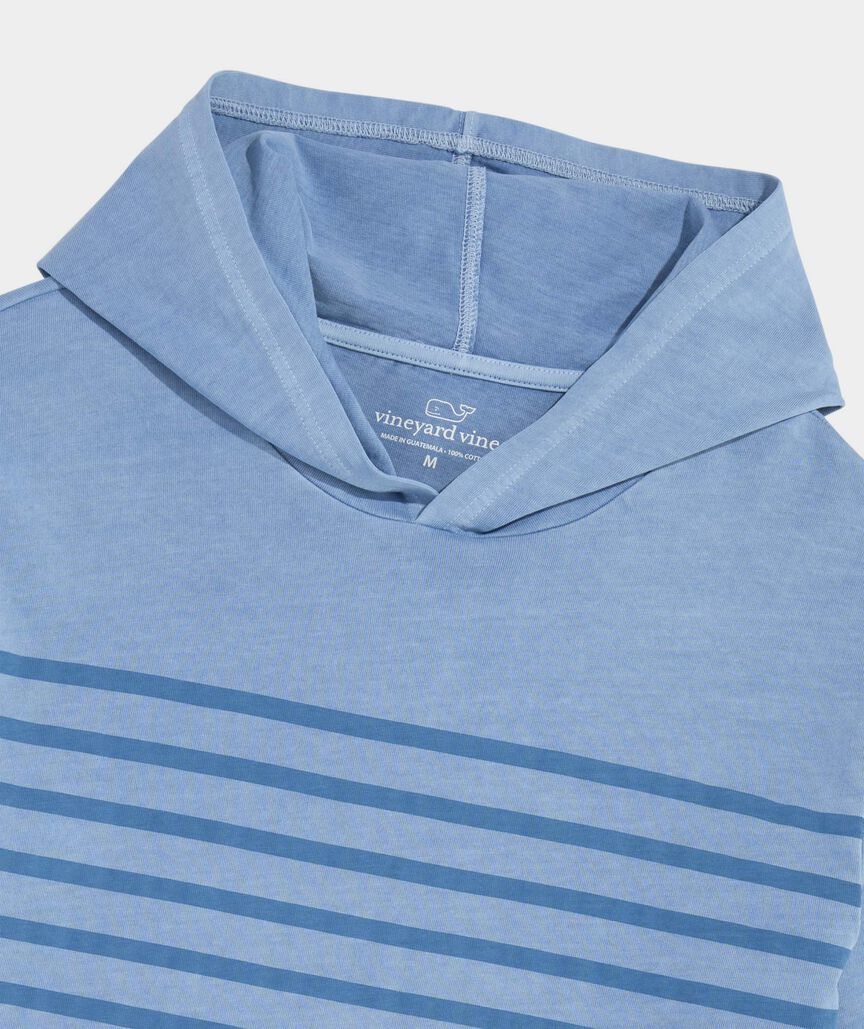 Garment-Dyed Striped Surf Long-Sleeve Hoodie Tee
