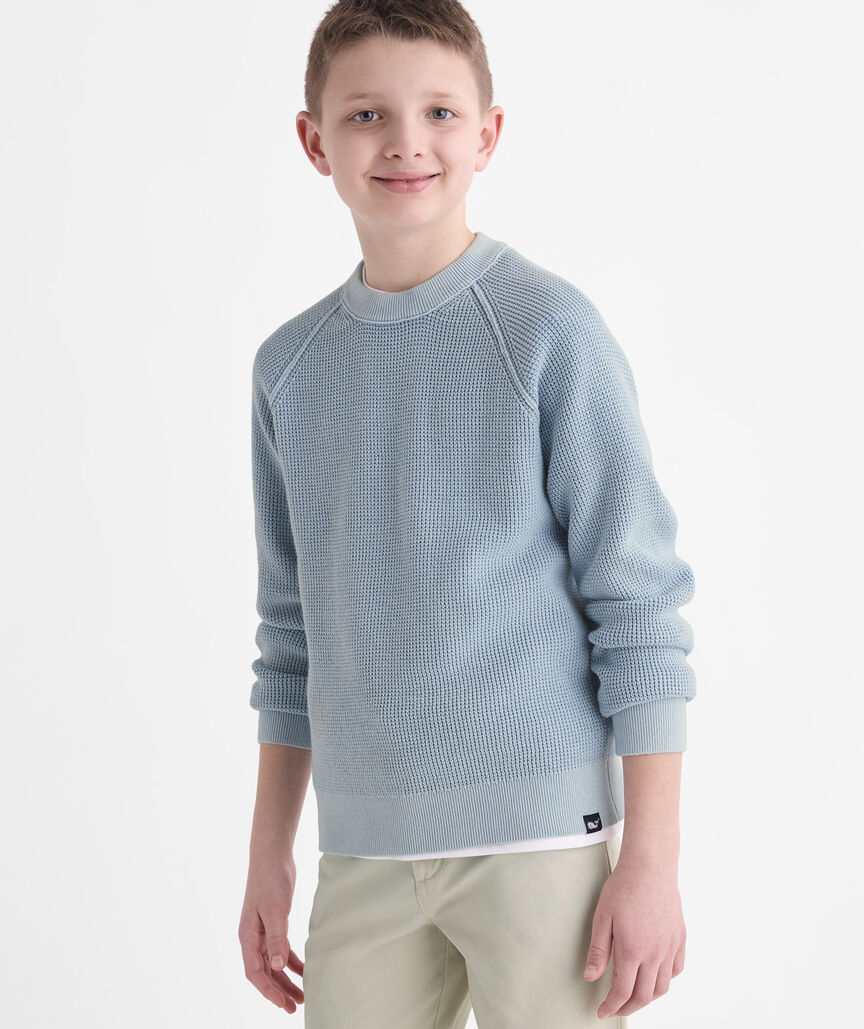 Boys' Garment-Dyed Beach Waffle Crewneck