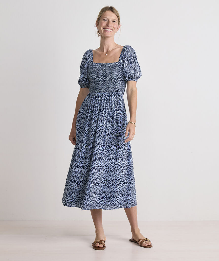 Ellen Puff-Sleeve Midi Dress