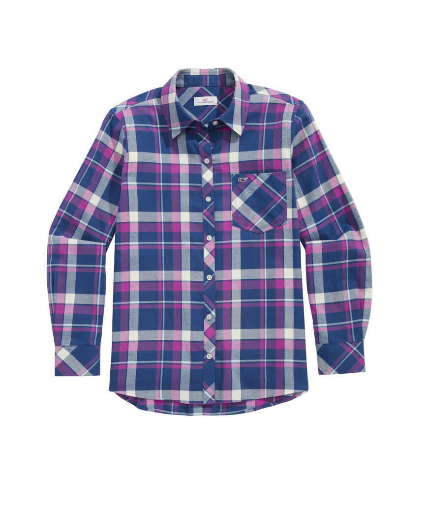 OUTLET Women's Plaid Flannel Relaxed Button-Down
