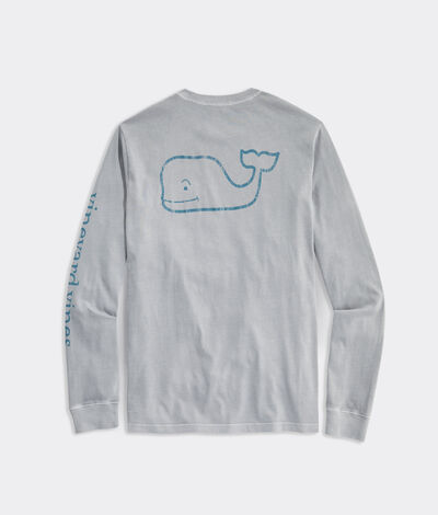 Vineyard Vines Garment Dyed Vintage Whale Long-Sleeve Pocket T-Shirt (Sharkskin) (Size: Small)