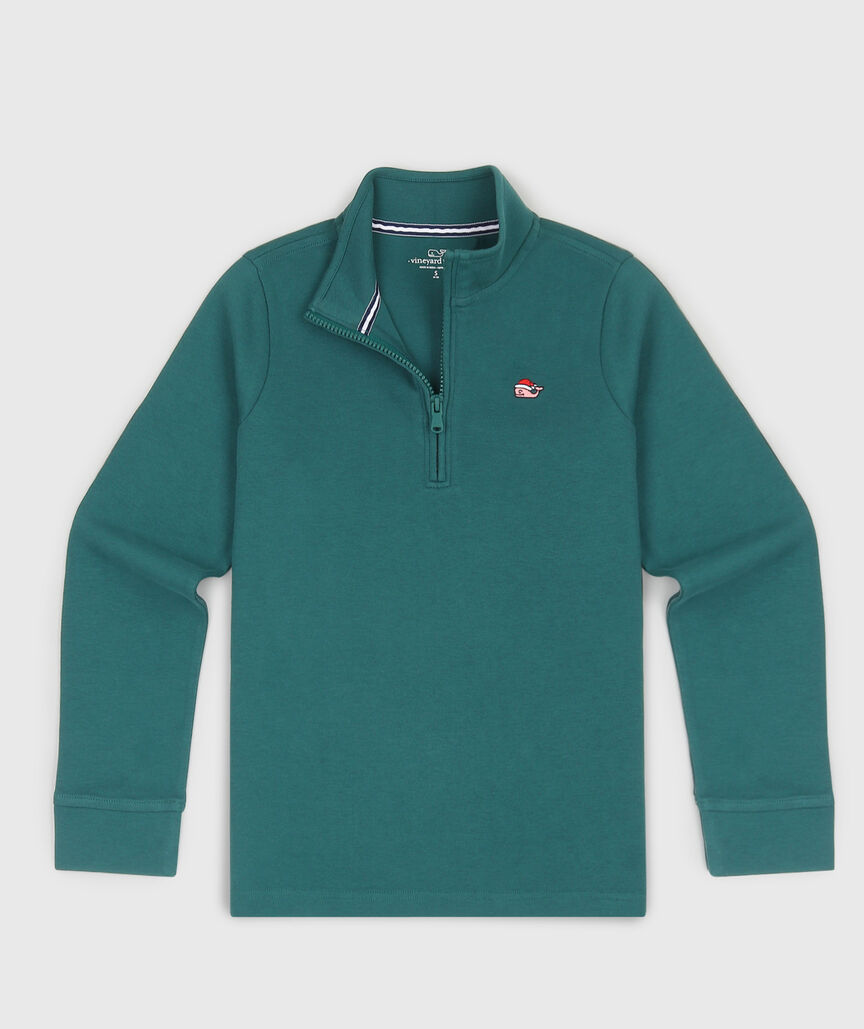 OUTLET Boys' Santa Whale Embroidered Jersey Half-Zip