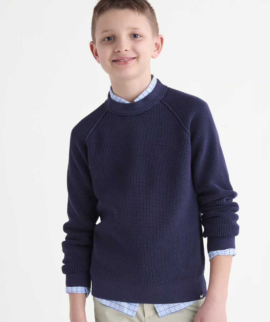 Boys' Garment-Dyed Beach Waffle Crewneck