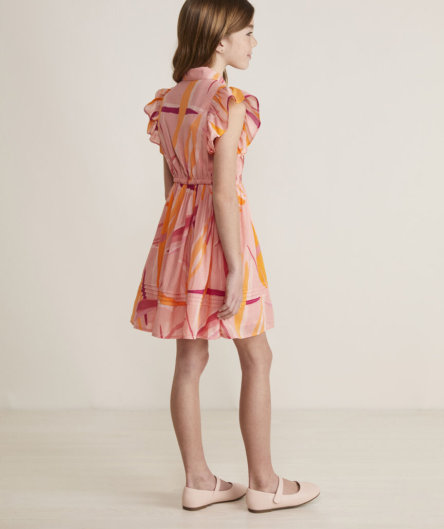 Girls' Printed Pintuck Shirtdress