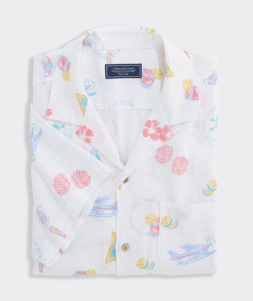 Sea The Keys Seabreeze Linen Rayon Short-Sleeve Cabana Shirt
