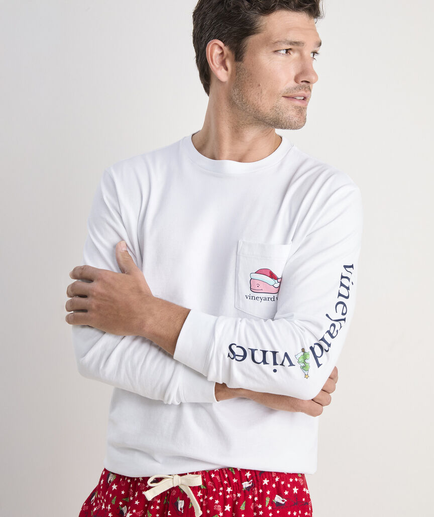 Santa Whale Long-Sleeve Pocket Tee
