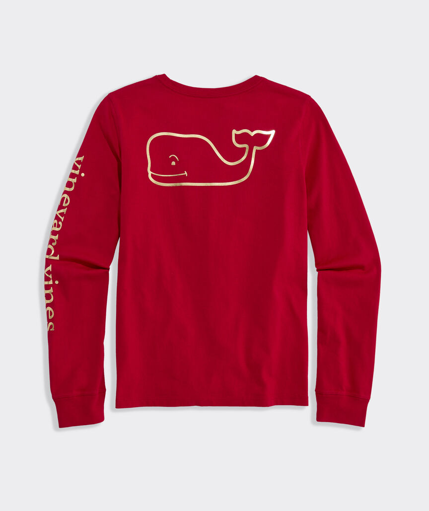 Girls' Foil Vintage Whale Long-Sleeve Pocket Tee