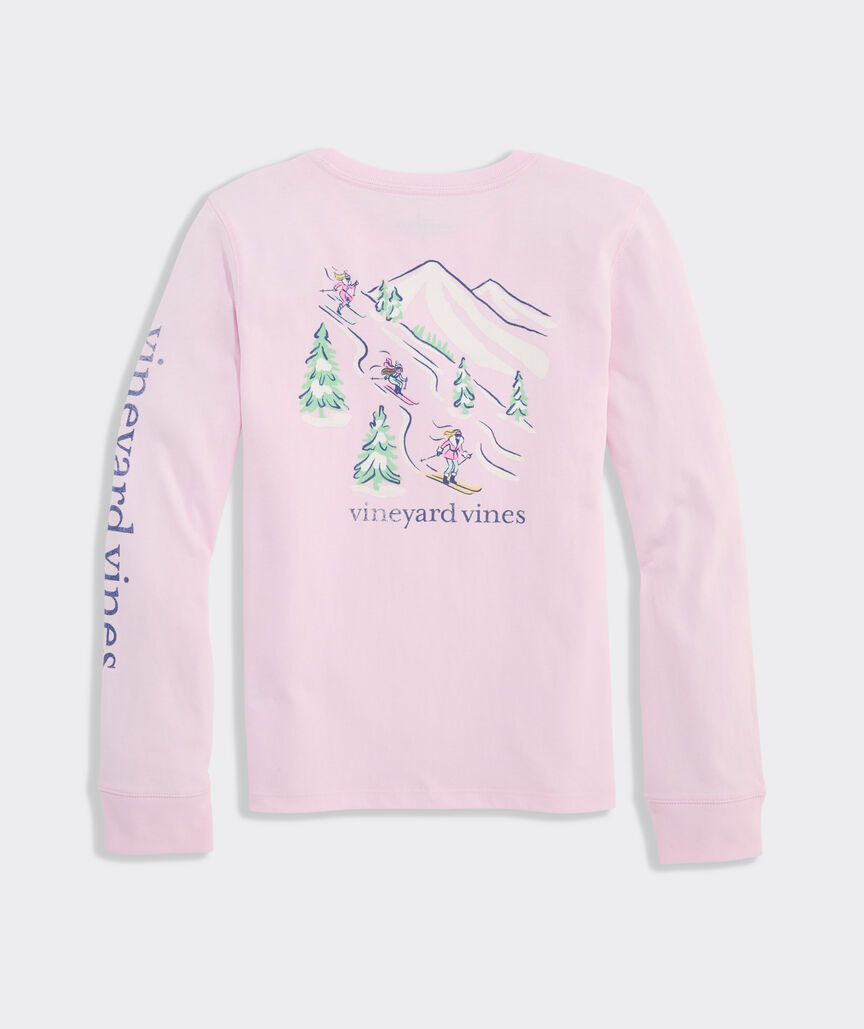 Girls' Sketched Skiiers Long-Sleeve Pocket Tee