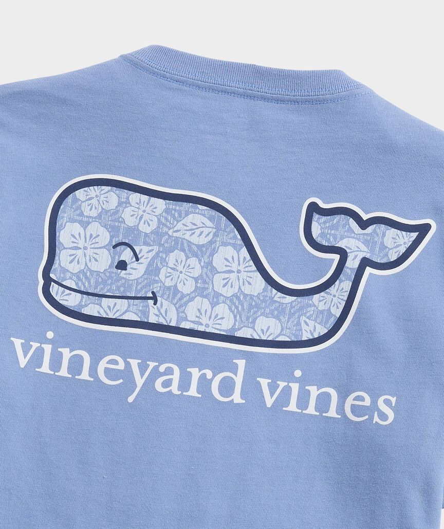 Boys' Tiki Woodblock Floral Whale Short-Sleeve Pocket Tee
