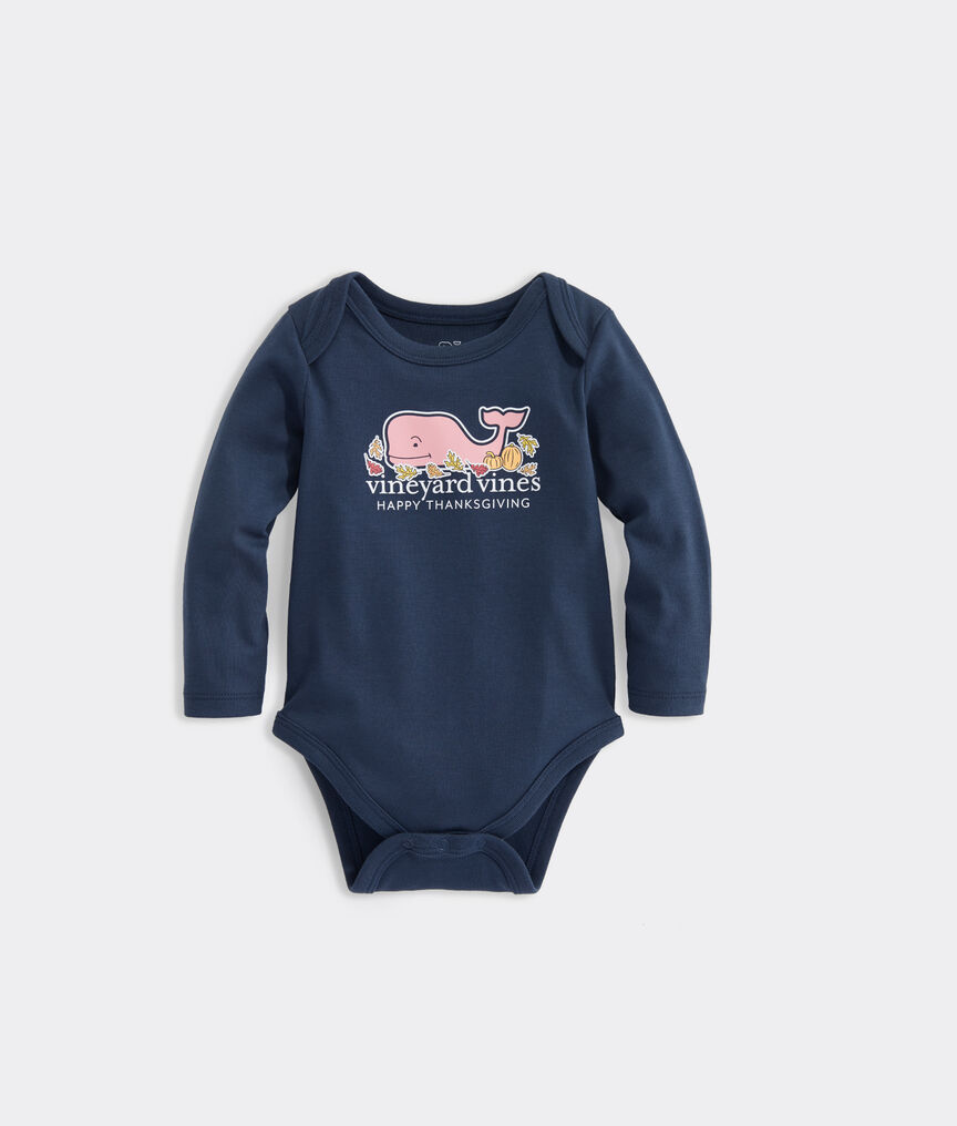 Baby Thanksgiving Whale Long-Sleeve Bodysuit
