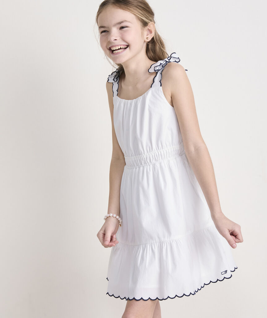 Girls' Poplin Scallop Dress