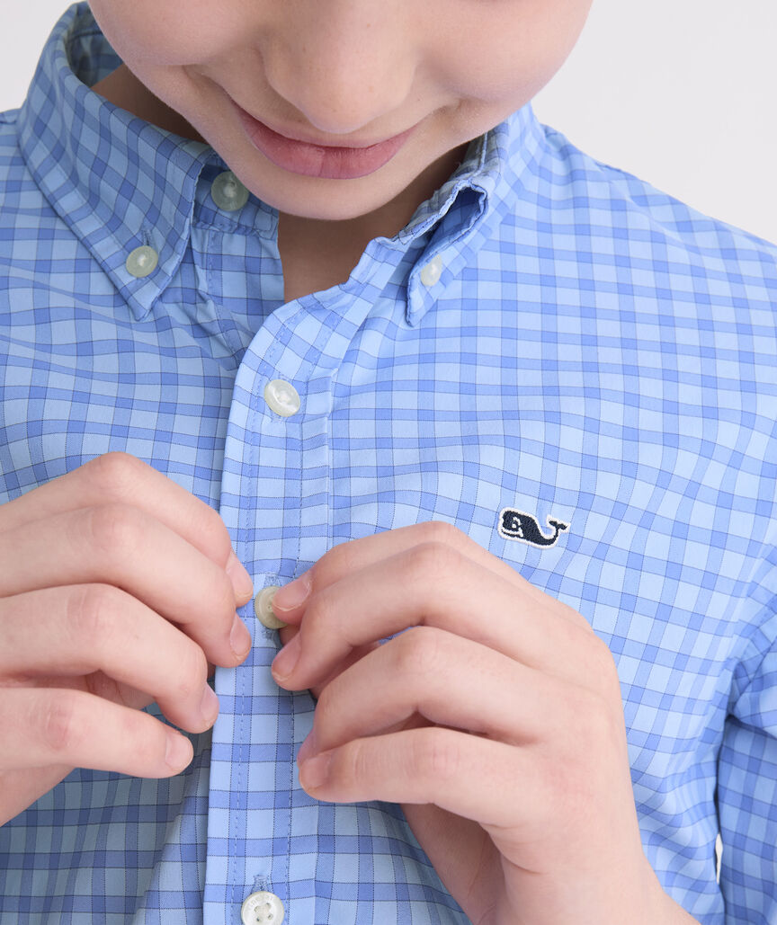Boys' Lemon Shark Gingham Featherweight Performance Shirt
