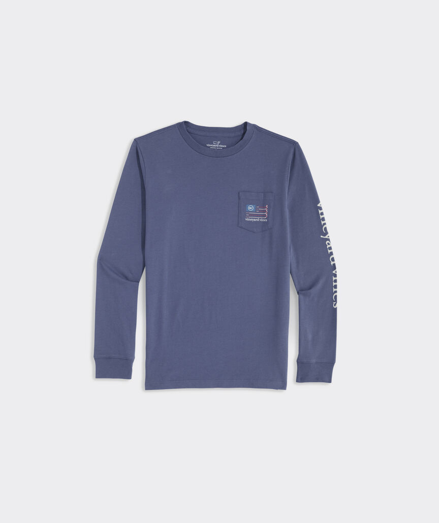 Boys' Hockey Flag Long-Sleeve Pocket Tee