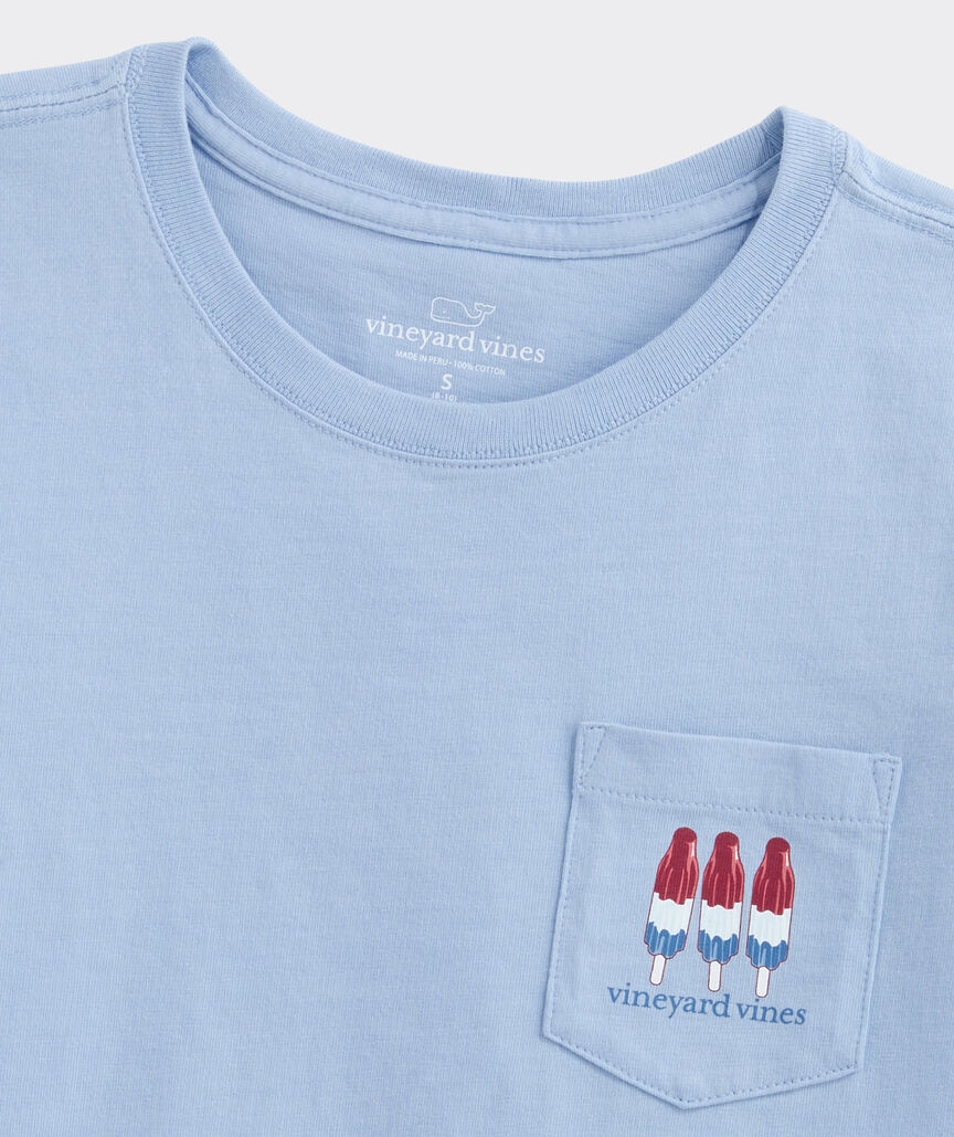 Girls' Glitter Popsicle Flag Short-Sleeve Pocket Tee