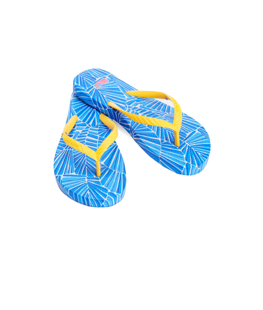 Skinny Abstract Leaf Print Flip Flops