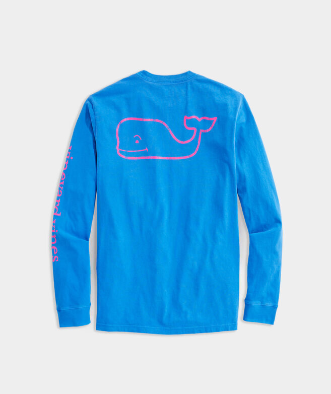 Neon Garment Dyed Vintage Whale Long-Sleeve Pocket Tee