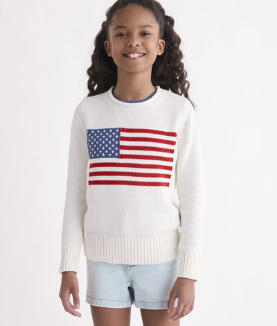 Vineyard Vines Girls' Katie Cotton Americana Rollneck Sweater (White Cap) (Size: 4T)
