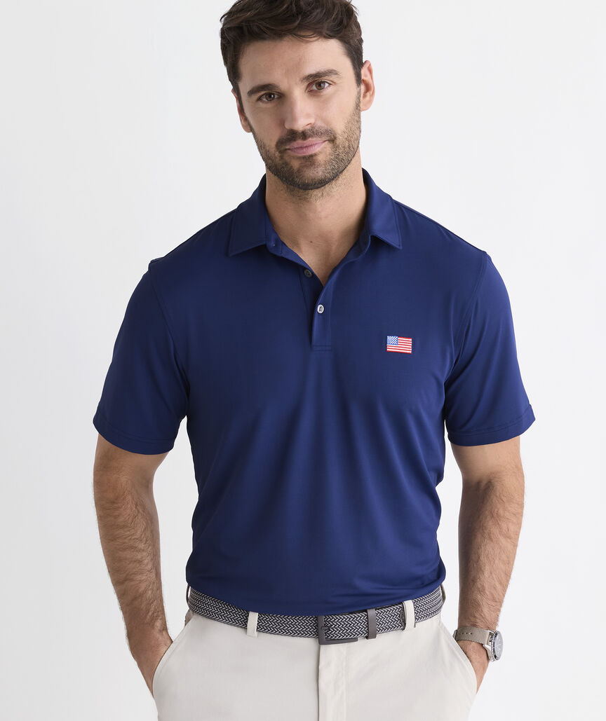 Performance American Flag Solid Sankaty Polo