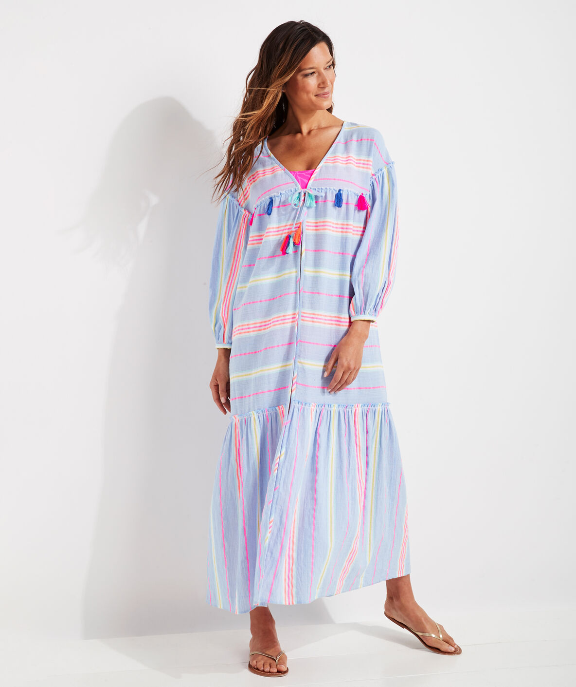 Shop Beachy Stripe TieFront CoverUp at vineyard vines