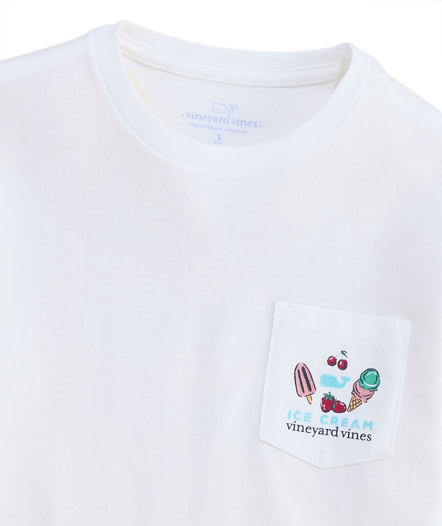 OUTLET Girls' Glitter Ice Cream Truck Short-Sleeve Pocket Tee