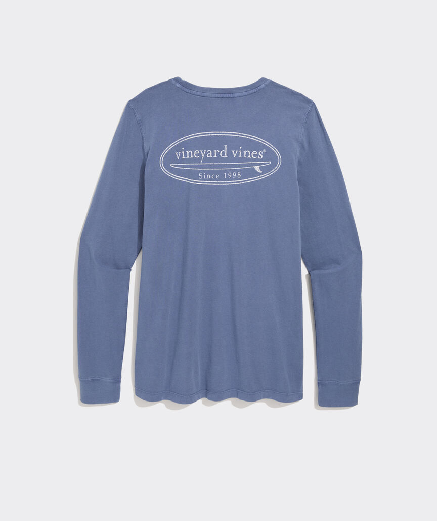 Women's Garment-Dyed Surf Logo Long-Sleeve Pocket Tee