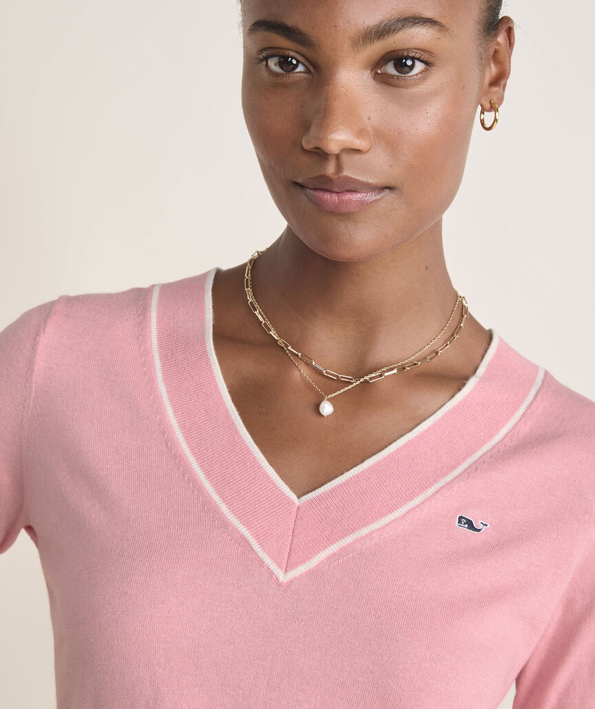 Cotton Cashmere Heritage V-Neck Sweater