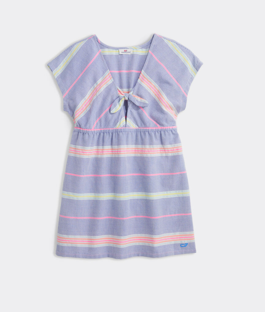 Girls' Beachy Stripe Tie Front Cover-Up