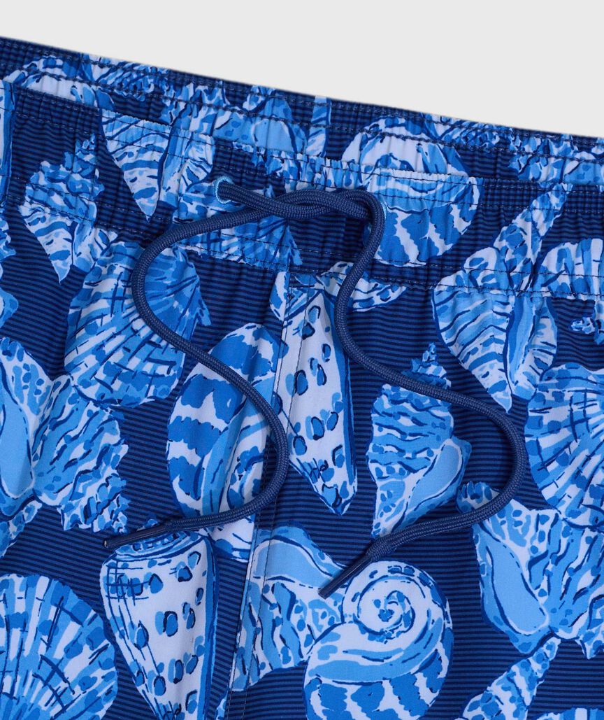 OUTLET 7 Inch Seashell Stripe Chappy Swim Trunks