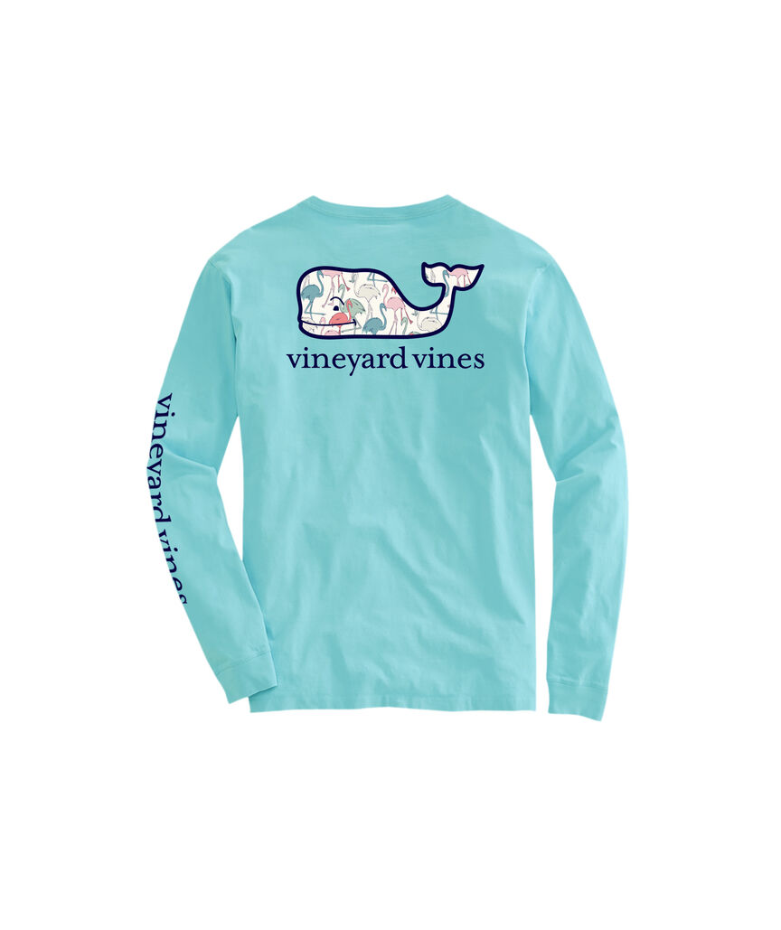 OUTLET Girls' Flamingo Mingle Whale Long-Sleeve Pocket Tee