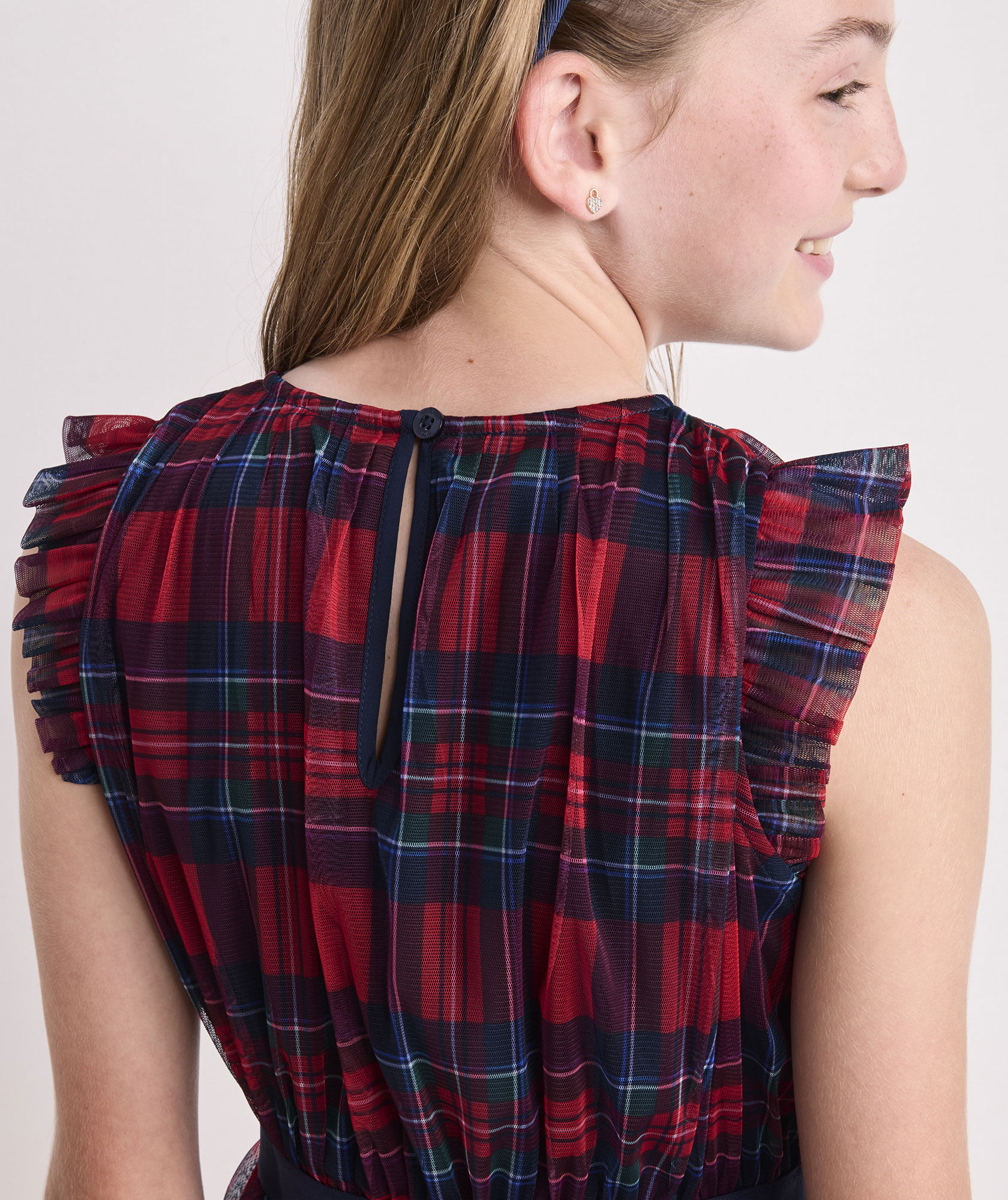 OUTLET Girls' Tulle Plaid Dress