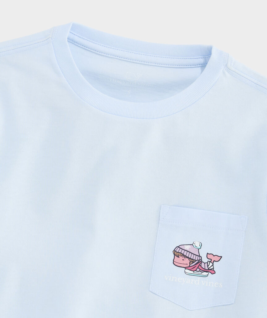 OUTLET Girls' Figure Skating Whale Long-Sleeve Pocket Tee